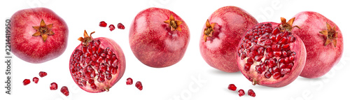 piece of pomegranate with seeds isolated on a white background. clipping path