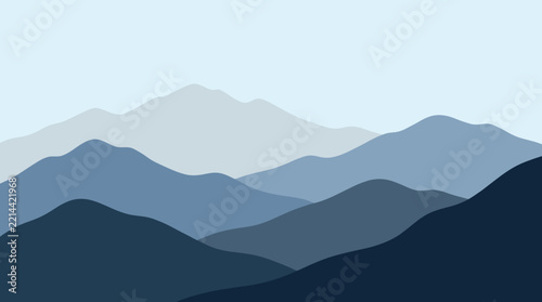 Clear Light Blue Sky Over Rolling Mountain Hills, Simple Layered Nature Backdrop