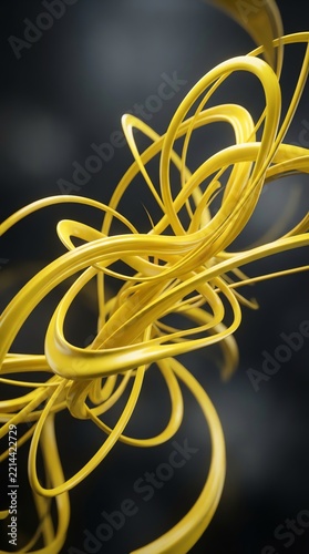 Abstract Yellow Artistic Wire Sculpture with Dynamic Loops.
