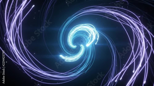 A mesmerizing video of swirling blue lights in a dark space