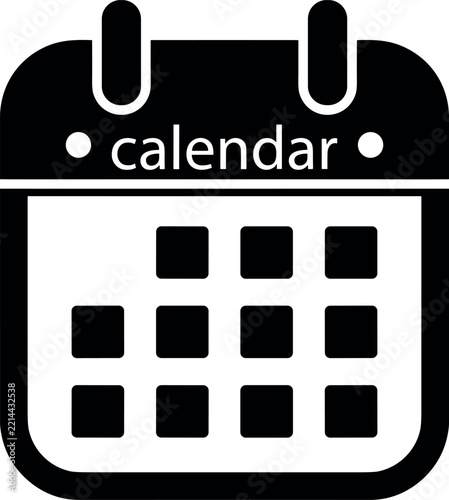 Black Calendar Organizer Icon Vector Template for Appointment Scheduling Application Interfaces Event Planners Business Reminders and Digital Agenda Designs