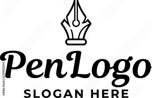 Fountain Pen Nib Logo Template Design Vector for Creative Writing Studios, Authors, Luxury Brands, Law Firms, and Editorial Publishers