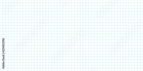 Graph paper notebook sheet with light blue square grid, clean school exercise book background, squared paper texture for math, notes, sketches and study, minimal stationery flat lay, education concept
