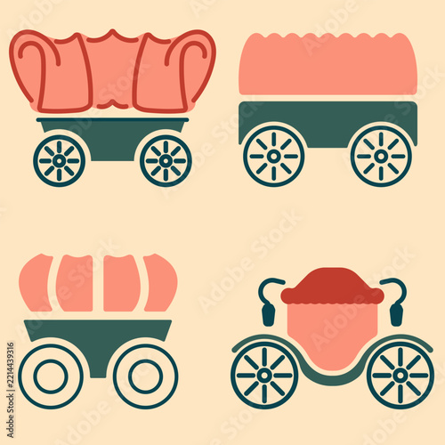 Covered wagon and carriage flat set