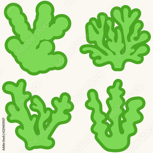 Green coral reef flat set