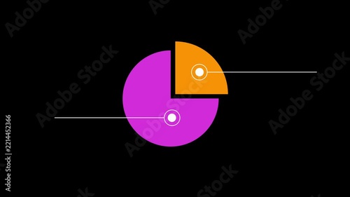 Animated pie chart diagram with data points for business analytics and statistics