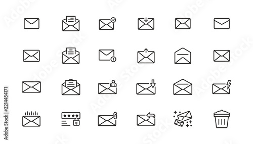 Email and Message Outline Icon Set