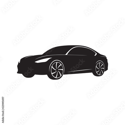 Luxury Sedan Car Silhouette Vector Illustration