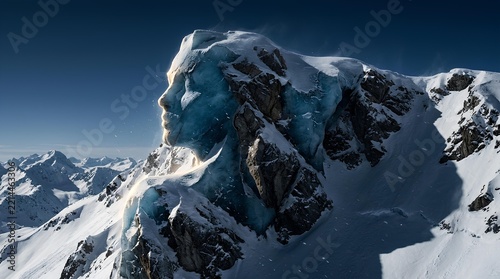 Majestic SnowCovered Mountain Peak Under Clear Sky 1.
