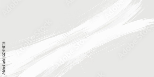 Minimalist white brush stroke accent on a neutral gray background with paint stroke abstract texture artistic design simple backdrop creative element
