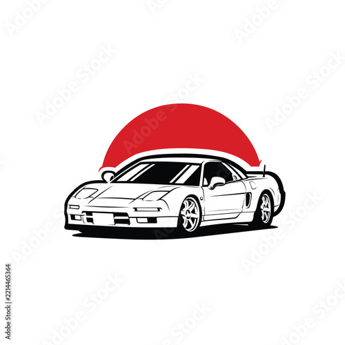  Japan 90s JDM Sport Car Vector Illustration Isolated