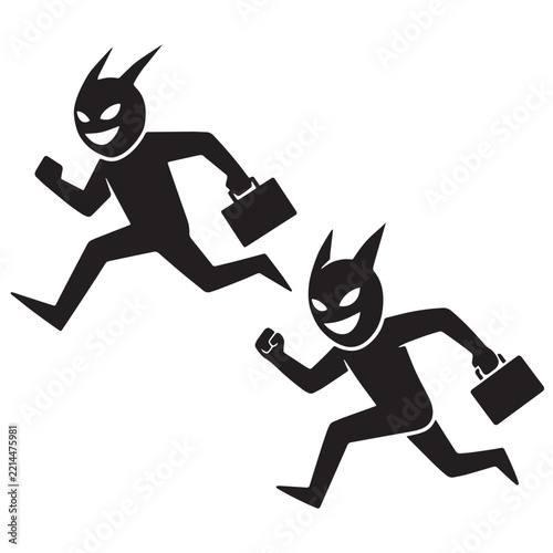 Running Thief Masked Criminal Robbery Security Vector Icon Set