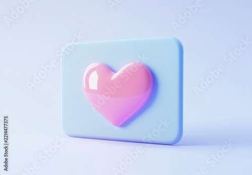 Heart On Light Blue Background 3D Render