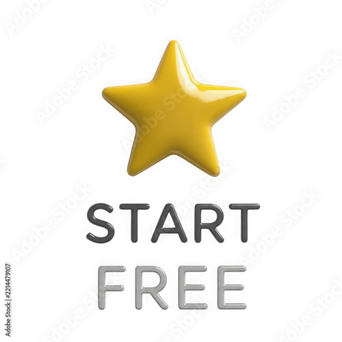 Bright yellow star with start free text
