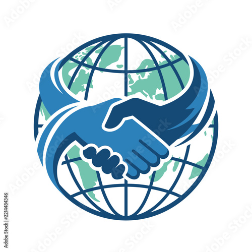 Global Business Partnership and International Cooperation Concept with Two Hands Shaking Over Globe
