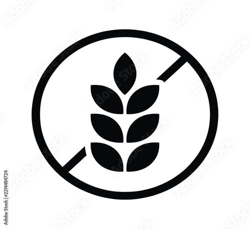 Minimalist gluten free dietary icon with wheat grain silhouette for allergen labeling and healthy food products.