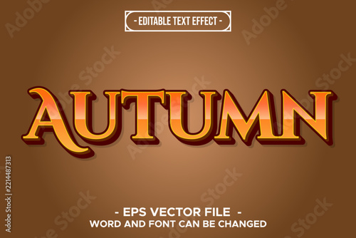 Autumn Editable Text Effect 3D Orange Brown Fall Season Vintage Vector Graphic