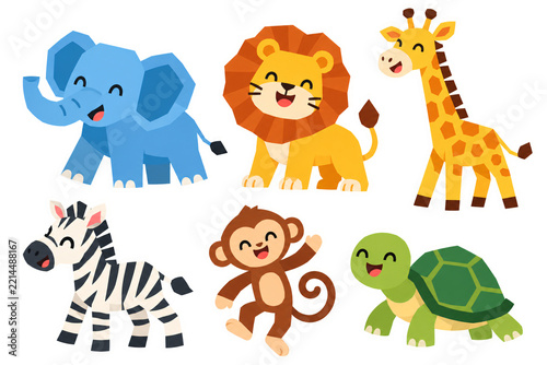 set of cute animal stickers PNG on a transparent background 