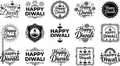 Happy Diwali festival greeting cards and banners