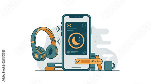 Sleep Timer App Smartphone Illustration