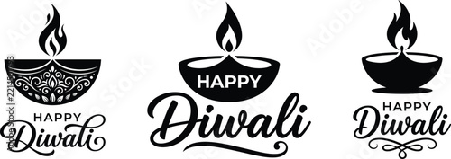 Happy Diwali festival greeting card with lamp and text