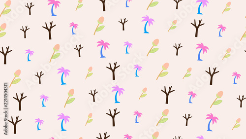 Stylized Trees and Buds Pattern