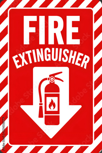 Red and White Fire Extinguisher Emergency Direction Sign Board
