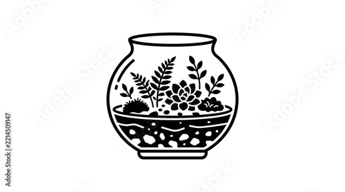 Terrarium with plants in a glass vase.