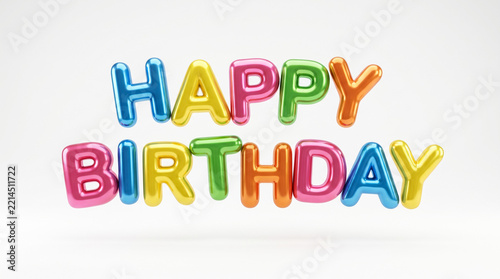 Happy Birthday colorful foil balloons isolated on a white background