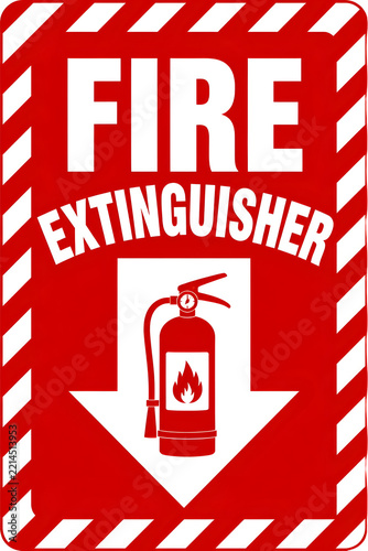 Fire Extinguisher Location Arrow Sign Board Vector Illustration
