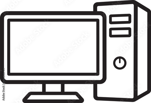 Desktop Computer Icon With Monitor And Tower For Technology Office Work Internet And Digital Use