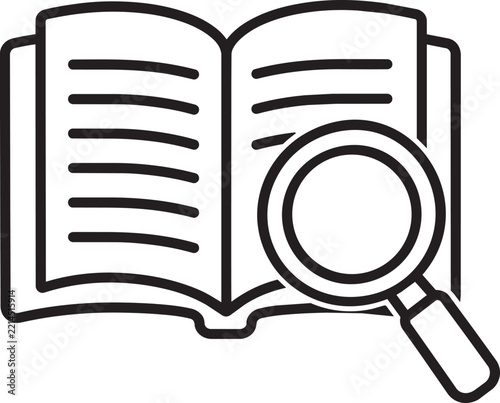 Open Book With Magnifying Glass Icon For Research Reading Education Study And Information Search