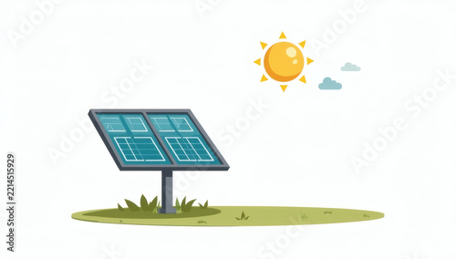 Eco-friendly Solar Panel System for Renewable Energy Generation Under Bright Sun Illustration