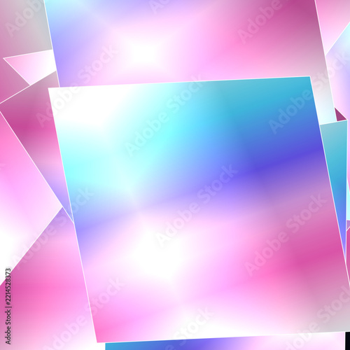 Abstract geometric background with overlapping squares in soft pink, blue, and purple gradient tones