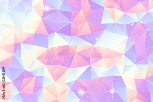 Abstract Pastel Low Poly Geometric Pattern with Shimmering Light Effects and Iridescent Crystal Texture for Modern Decorative Background Design