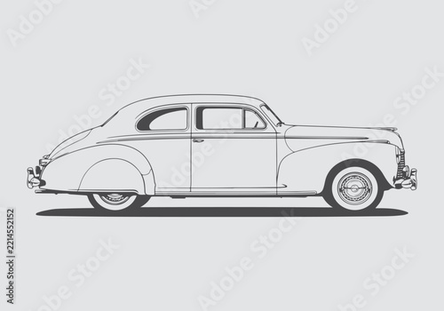 Classic Vintage Automobile Side View with Elegant Retro Design