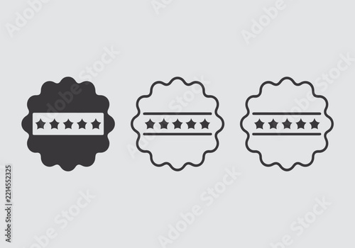 Decorative Five Star Rating Badges for Reviews and Customer Feedback
