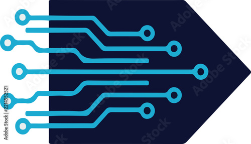 Modern Data Flow Direction Symbol with Connected Digital Lines