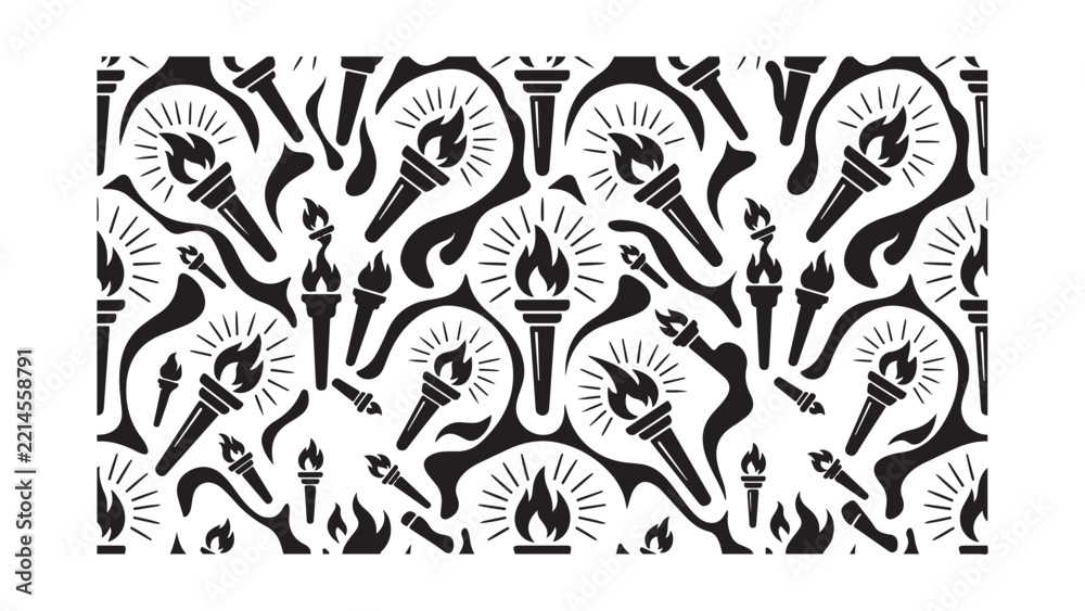 Fototapeta premium Flaming Torch Seamless Pattern for Sports Championship and Olympic Games in Vector Design and Illustration Style