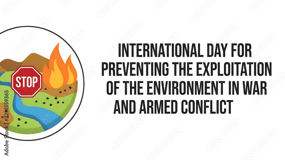 Fototapeta premium International day for preventing the exploitation of the environment in war and armed conflict