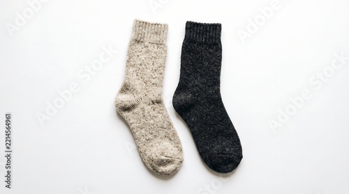 Cozy Woolen Socks Pair on White Background for Winter Fashion and Comfort Retail Display