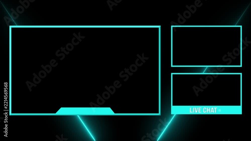 Neon Futuristic twitch stream overlays intermission screen. intermission Stream Overlay Neon Animation with chat Panels for Gaming and Streaming,