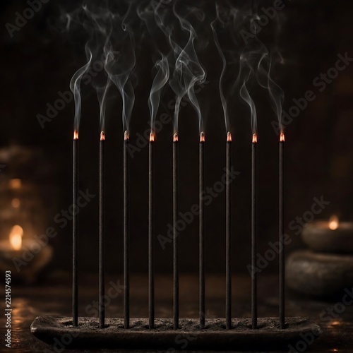 Burning Incense Sticks Meditation Scene