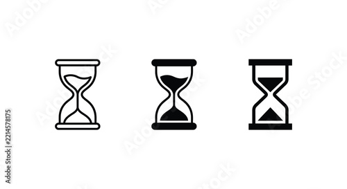 Hourglass silhouettes depict time passing presented as a flat vector graphic