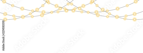 Elegant Golden Beaded Garland Border on White Background
