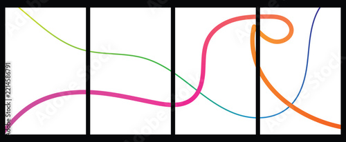 Artistic abstract line vector graphic with colorful flowing continuous strokes and minimal modern background vector