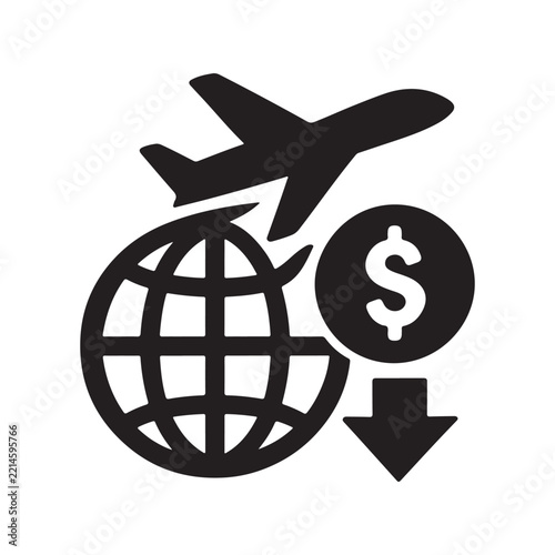International Travel Dollar Currency Discount Airplane Globe Logo