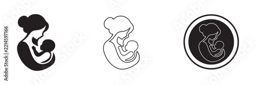 Mother And Baby Maternity Care Vector Icons
