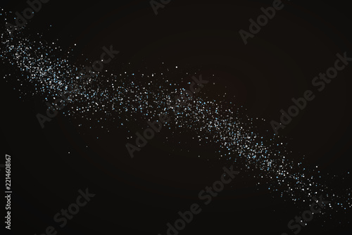 Sparkling blue stardust trail across dark background for festive luxury decoration and design.