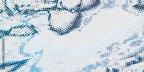 Abstract Blue Halftone Motion Background With Dynamic Dot Pattern and Speed Lines for Technology Designs